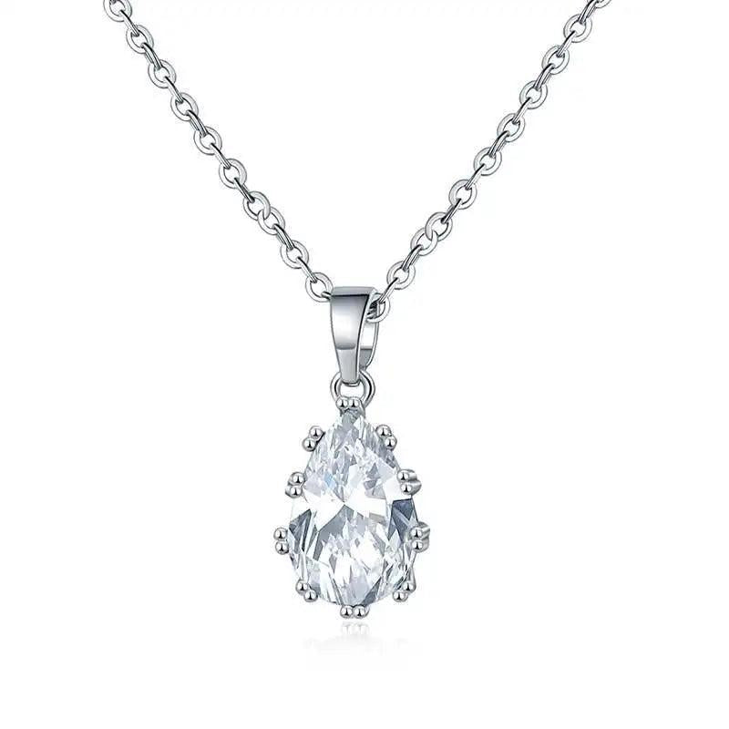 Water Drop Zircon Pendant Necklace with Diamond Accents
