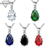 Water Drop Zircon Pendant Necklace with Diamond Accents
