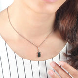 Rose Pendant with Emerald Tourmaline Long Necklace