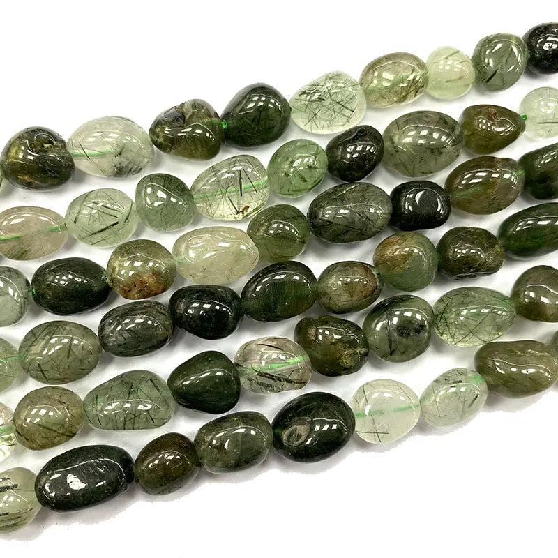 Green Rutilated Quartz 8-10mm Stone Beads DIY Bracelet