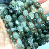 Green Rutilated Quartz 8-10mm Stone Beads DIY Bracelet