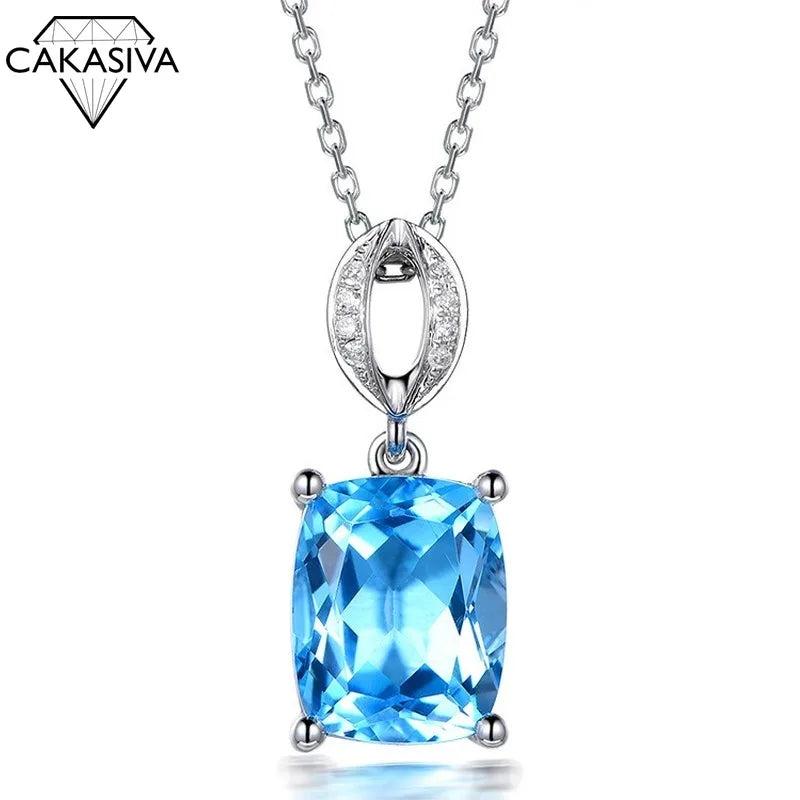 Diamond Necklace Gem Women Sapphire Pendant with Chain