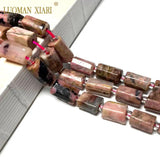 Natural Stone Red Rhodonit Faceted Cylinder Beads