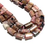 Natural Stone Red Rhodonit Faceted Cylinder Beads