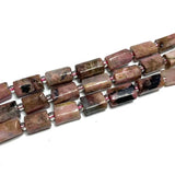 Natural Stone Red Rhodonit Faceted Cylinder Beads