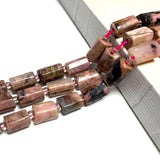 Natural Stone Red Rhodonit Faceted Cylinder Beads