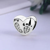925 Sterling Silver Baby Footprint Charm Bead for Mother