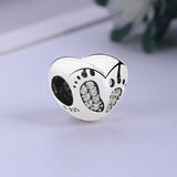 925 Sterling Silver Baby Footprint Charm Bead for Mother
