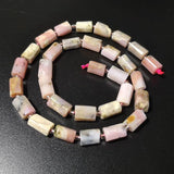 Pink Opal Stone Beads Faceted Cylinder Spacer Beads