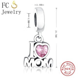 925 Silver Letter K Mom Love Beads Pendant for DIY Bracelet Bangle