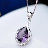 Amethyst Pendant Clavicle Chain with 45cm Box Chain Gift Jewelry