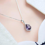 Amethyst Pendant Clavicle Chain with 45cm Box Chain Gift Jewelry