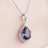 Amethyst Pendant Clavicle Chain with 45cm Box Chain Gift Jewelry