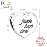 925 Sterling Silver Letter Charms Bracelet Hope Faith Love Beads Family