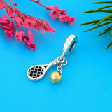 Beach Tennis Racket Ball Charms 925 Sterling Silver for Bracelet Making