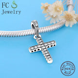 925 Silver Cross CZ Zircon Beads Pendant Bracelet Charm