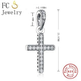 925 Silver Cross CZ Zircon Beads Pendant Bracelet Charm