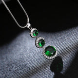 Silver Necklace Round Shape Sapphire Zircon Pendant for Women Wedding