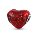 925 Sterling Silver Red Heart Beaded Bracelet for Women