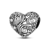 925 Sterling Silver Red Heart Beaded Bracelet for Women