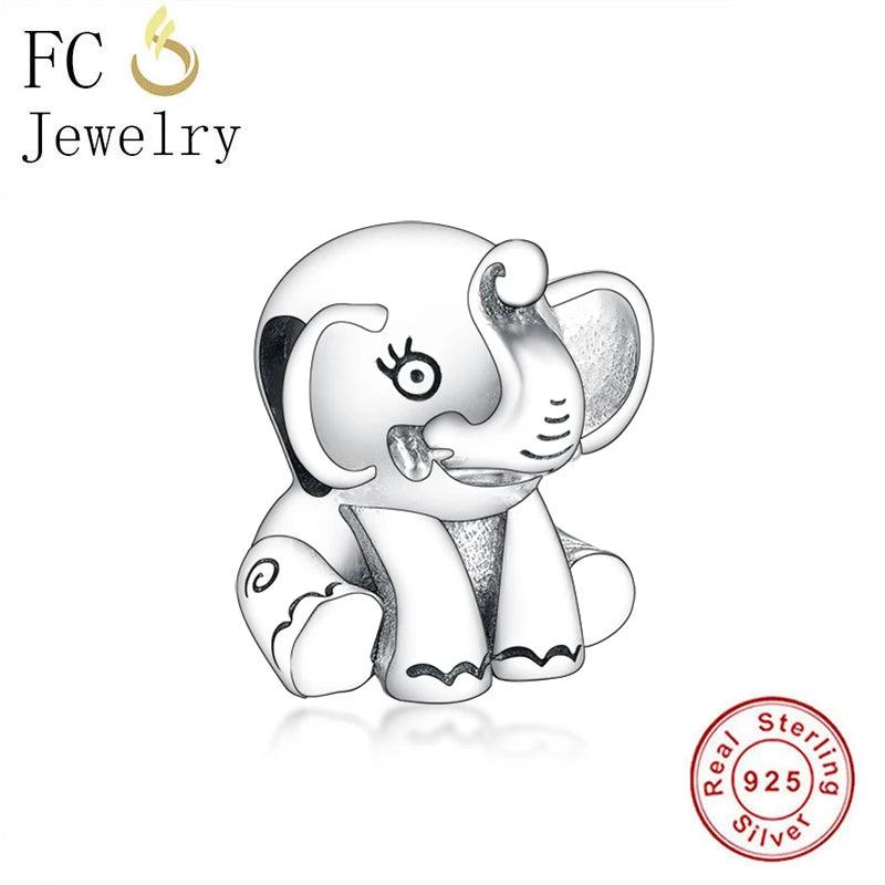 925 Sterling Silver Elephant Charm Bracelet Bead