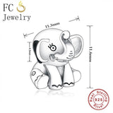 925 Sterling Silver Elephant Charm Bracelet Bead