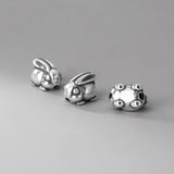 925 Sterling Silver Cubic Rabbit Shape Loose Beads Charms for Jewelry Making