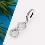 925 Silver Infinity Leaf Zirconia Charm Bracelet