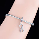 925 Silver Infinity Leaf Zirconia Charm Bracelet
