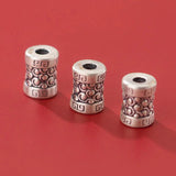 999 Pure Silver Matte Cylinder Embossed Loose Beads