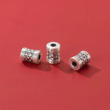 999 Pure Silver Matte Cylinder Embossed Loose Beads