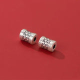 999 Pure Silver Matte Cylinder Embossed Loose Beads