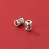 999 Pure Silver Matte Cylinder Embossed Loose Beads