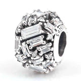 Baguette Crystal Beads 925 Sterling Silver Charm Bracelet Bangle