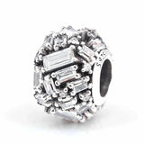 Baguette Crystal Beads 925 Sterling Silver Charm Bracelet Bangle