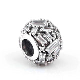 Baguette Crystal Beads 925 Sterling Silver Charm Bracelet Bangle