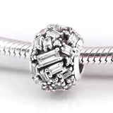 Baguette Crystal Beads 925 Sterling Silver Charm Bracelet Bangle