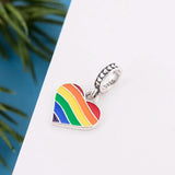 Sterling Silver Enamel Rainbow LGBTIQ+ Heart Bead Charm