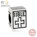 925 Silver Bible Book Cross Bead for Christian Charm Bracelet