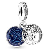Double Dangle Tree Moon Pendant Bead for 925 Sterling Silver Charm Bracelet