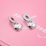 Mother & Daughter Hearts Crystal Pendant Charm Bracelet
