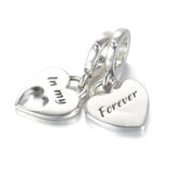 S925 Silver Mother Daughter Dangle Charm Pink Heart
