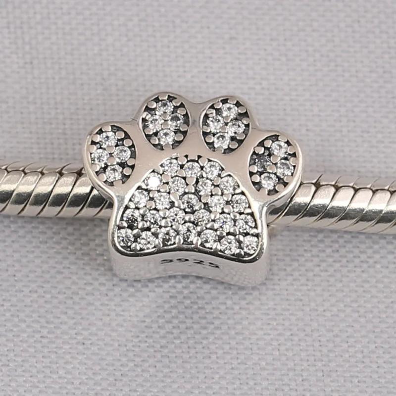 S925 Silver Paw Prints Charm for DIY Jewelry
