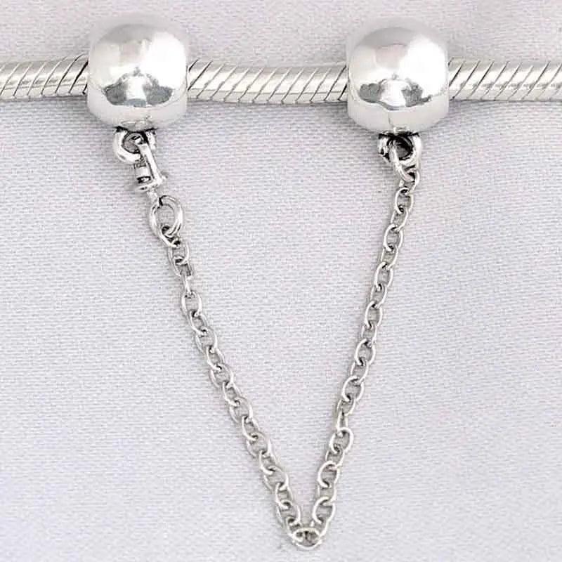 Ball Lock Safety Chain Beads 925 Sterling Silver Charm Bracelet