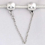Ball Lock Safety Chain Beads 925 Sterling Silver Charm Bracelet