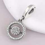 Radiant Spinning Hearts Crystal Pendant Beads 925 Silver Charm Bracelet