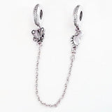Crystal Butterfly Safety Chain Beads for Silver Charm Bracelet
