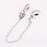Crystal Butterfly Safety Chain Beads for Silver Charm Bracelet