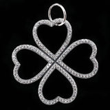 Love Heart Clover Crystal Necklace Pendant 925 Silver Charm Bracelet Jewelry