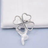 Love Heart Clover Crystal Necklace Pendant 925 Silver Charm Bracelet Jewelry